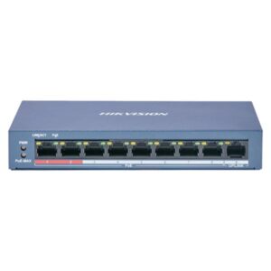 SWITCH HIKVISION PoE+ / 250 METROSs PoE LARGA DISTANCIA/ 8 PUERTOS 10/100 Mbps 802.3af/at (30W) +1 PUERTO 100 Mbps UPLINK DS-3E0109P-E/M(B) 301801293