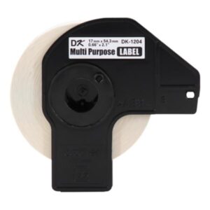 ROLLO DE ETIQUETA BROTHER DK1204 17MM X 54.3MM / 400 ETIQUETAS COMPATIBLE CON IMPRESORAS QL PAPEL BLANCO CON TEXTO NEGRO