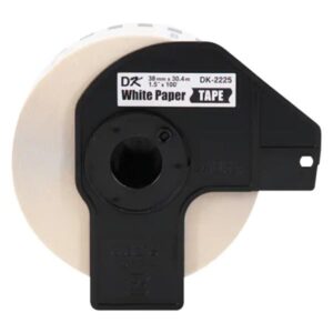 CINTA BROTHER DK2225 38MM X 30.4M COMPATIBLE CON IMPRESORAS QL BLANCO CON TEXTO NEGRO