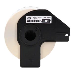 CINTA  BROTHER DK2223 50 MM X 30.4M COMPATIBLE CON IMPRESORAS QL BLANCO CON TEXTO NEGRO