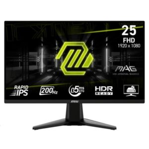 MONITOR GAMING MSI MAG 255F E20 24.5" PLANO 1920 X 1080 200 HZ ANTI-GLARE HDMI Y DP 9S6-3BC21M-046